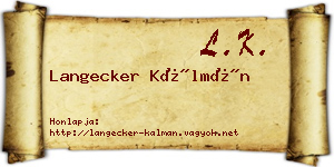 Langecker Kálmán névjegykártya